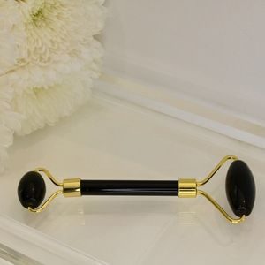 Black Obsidian Crystal Facial Roller Gold